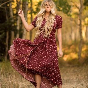 Jessakae midi floral faux wrap dress